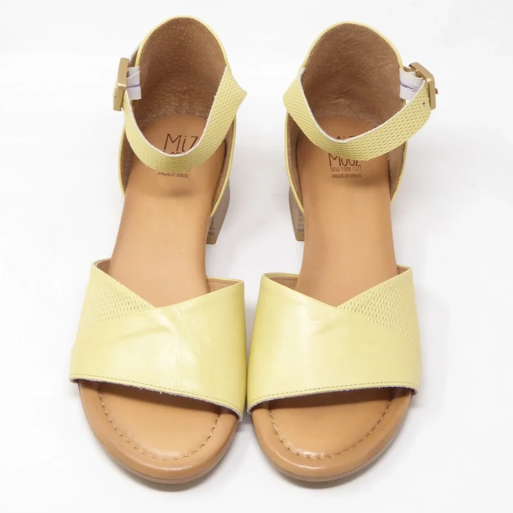 Miz Mooz Fionna Womens Sandals Yellow Leather Ankle Strap Size 41 / 9.5-10